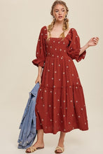 Load image into Gallery viewer, Free Who - Flower Embroidered Dress - Brick