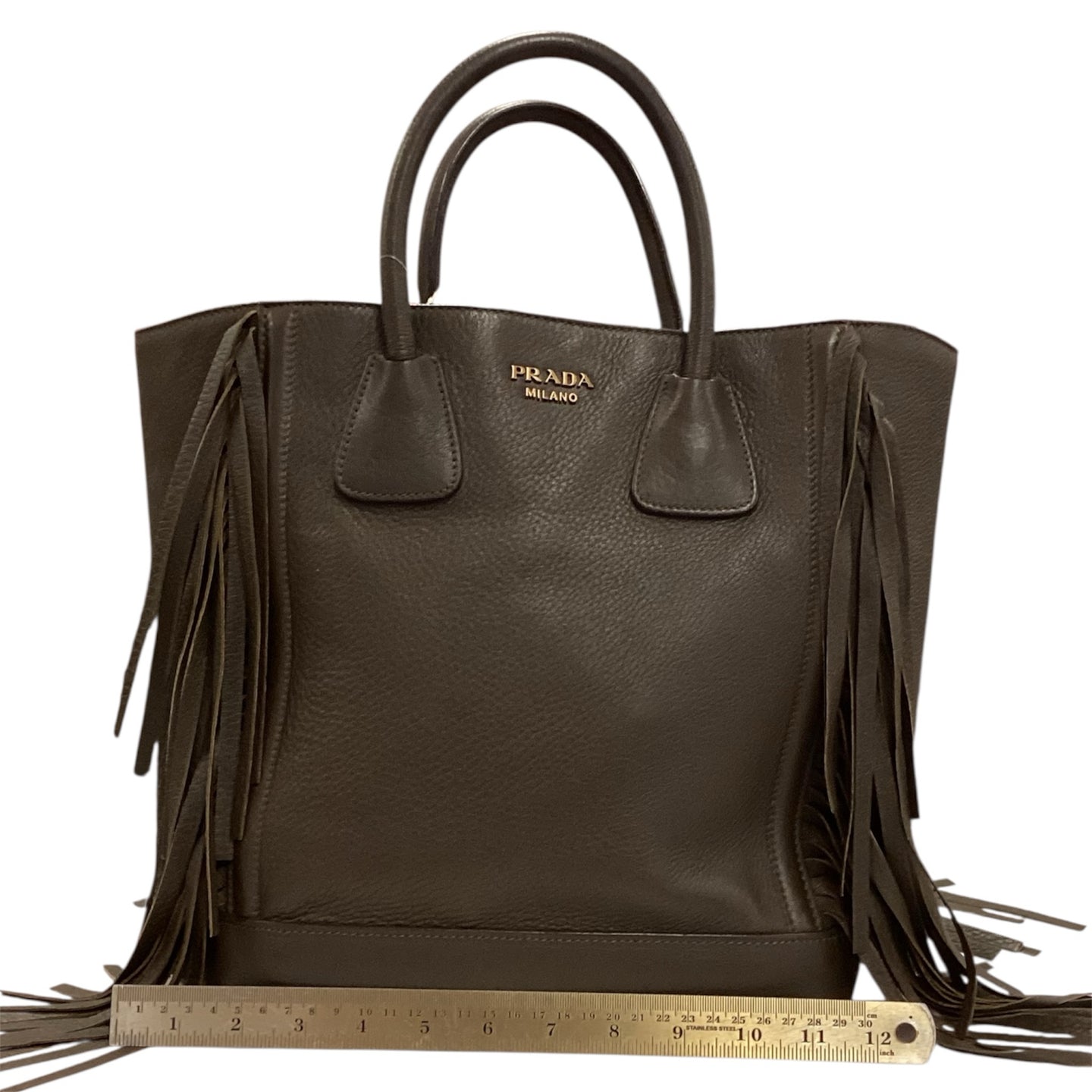 Prada Brown Cervo Fringe Tote
