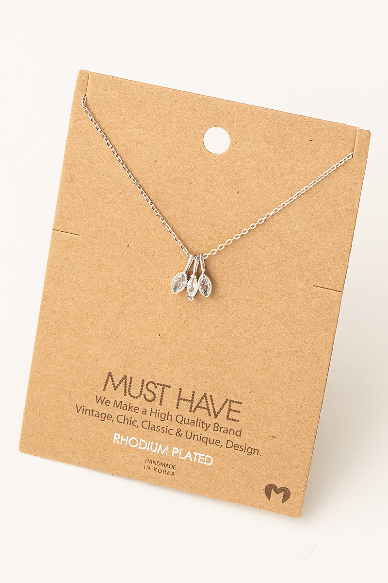 Marquise Charm Necklace, Silver