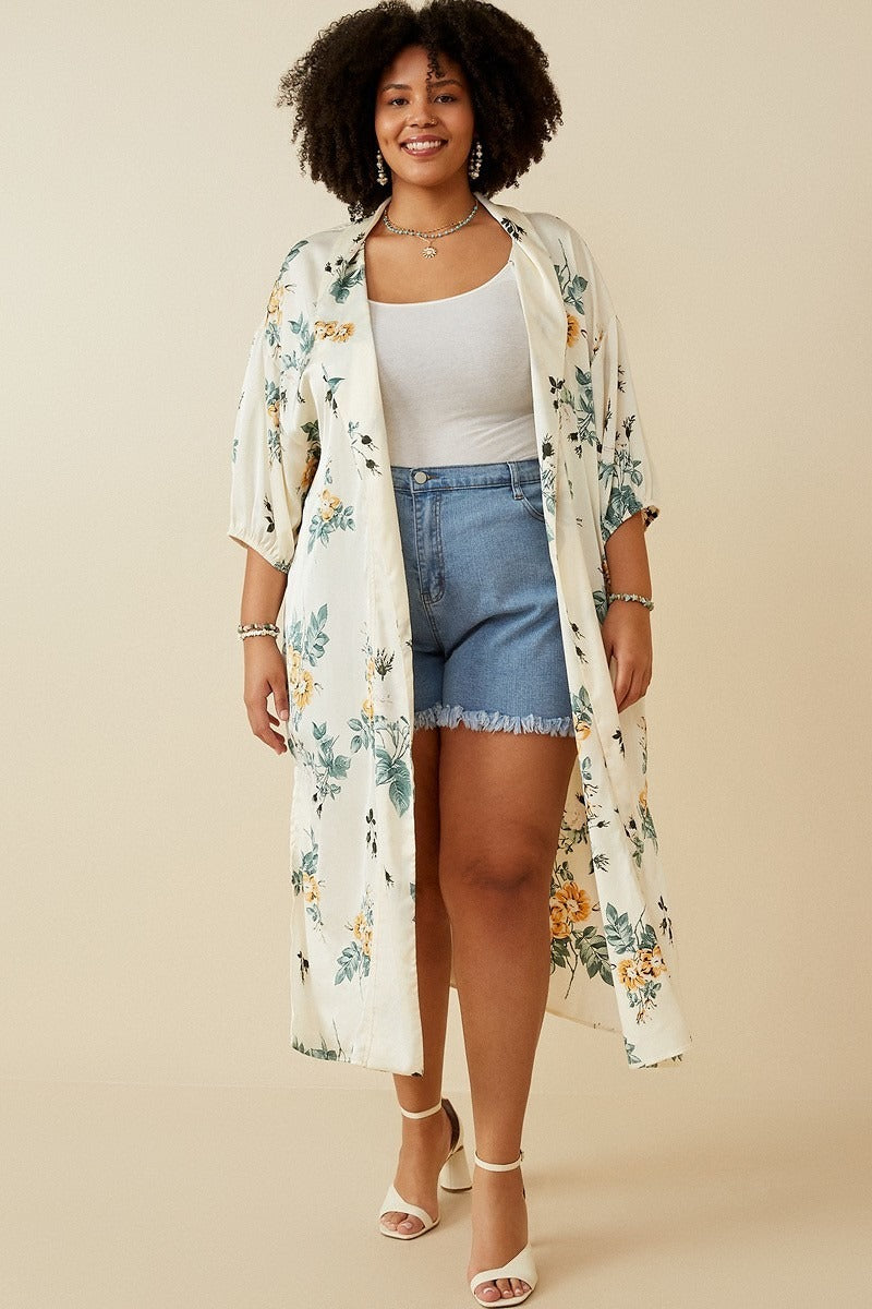 Camille - Satin Floral Duster
