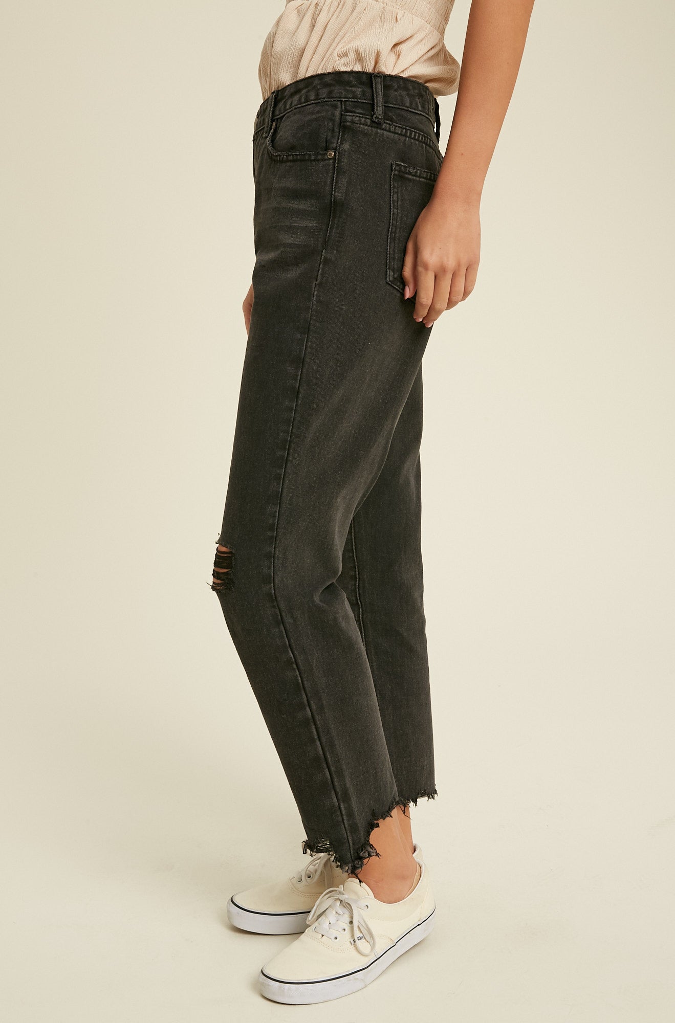 Aria - Distressed Jeans, Black
