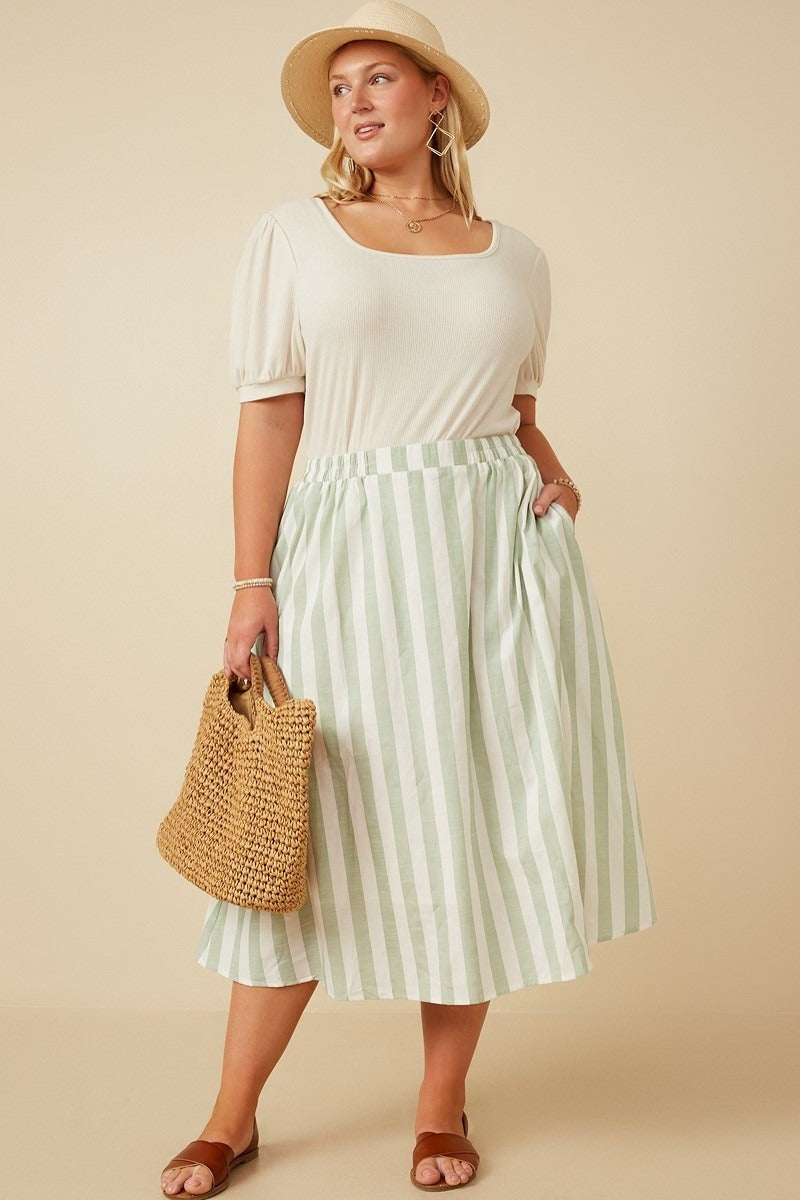 Clover - Striped Midi Skirt