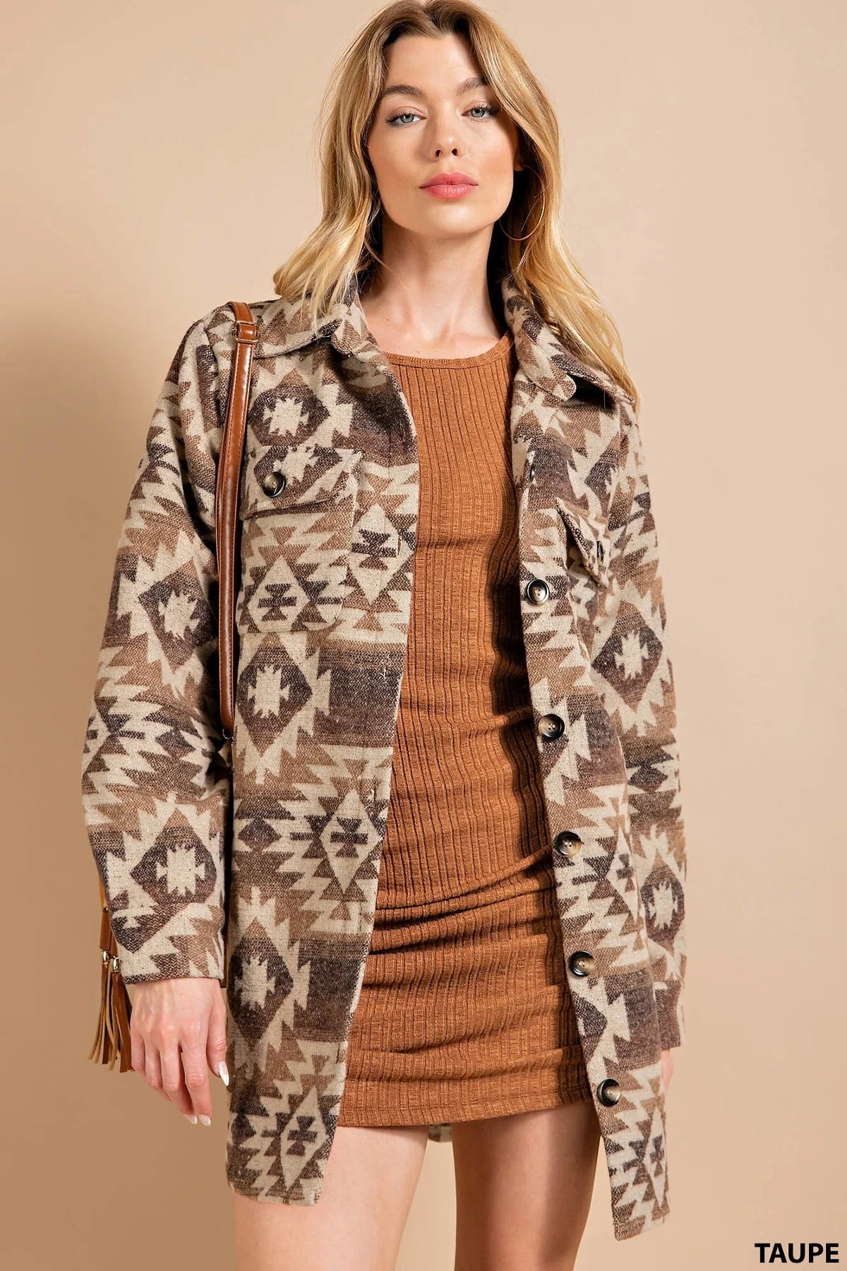 Shyanne - Print Coat - Taupe