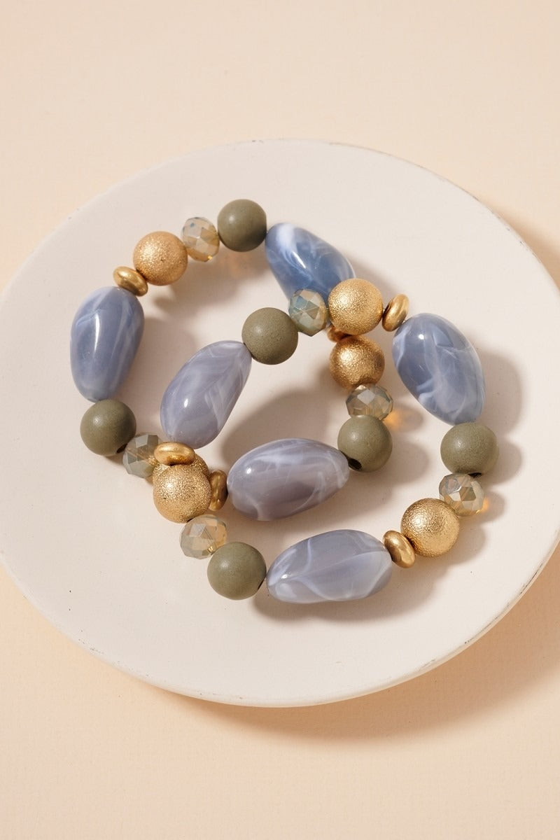 Bracelet Set With Stones - Grey