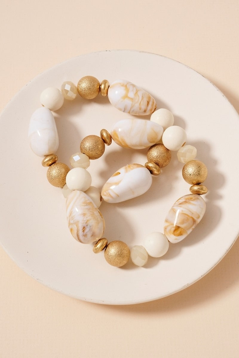 Bracelet Set With Stones - White